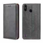 For Infinix Smart 4 Grid Texture Magnetic Flip Leather Phone Case(Grey)