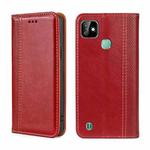 For Infinix Smart HD 2021 Grid Texture Magnetic Flip Leather Phone Case(Red)