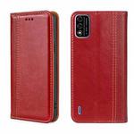 For Itel A48 Grid Texture Magnetic Flip Leather Phone Case(Red)