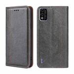For Itel A48 Grid Texture Magnetic Flip Leather Phone Case(Grey)