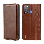 For Itel Vision 1 Pro Grid Texture Magnetic Flip Leather Phone Case(Brown)