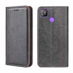 For Tecno Pop 4 Grid Texture Magnetic Flip Leather Phone Case(Grey)