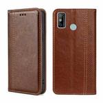 For Tecno Spark 6 GO Grid Texture Magnetic Flip Leather Phone Case(Brown)