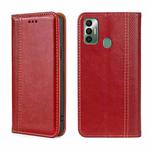 For Tecno Spark 7 Grid Texture Magnetic Flip Leather Phone Case(Red)