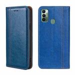 For Tecno Spark 7 Grid Texture Magnetic Flip Leather Phone Case(Blue)