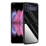 For Samsung Galaxy Z Flip3 5G Carbon Fiber Texture Stainless Steel Protective Phone Case(Bright Black)