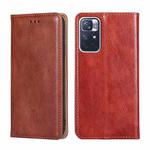 For Xiaomi Redmi Note 11 China / Poco M4 Pro 5G Gloss Oil Solid Color Magnetic Leather Phone Case(Brown)