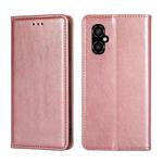 For Xiaomi Poco M4 5G Gloss Oil Solid Color Magnetic Leather Phone Case(Rose Gold)
