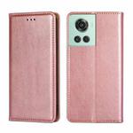 For OnePlus Ace / 10R Gloss Oil Solid Color Magnetic Leather Phone Case(Rose Gold)