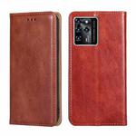 For ZTE Blade V30 Gloss Oil Solid Color Magnetic Leather Phone Case(Brown)