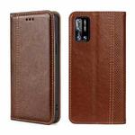 For DOOGEE N40 Pro Grid Texture Magnetic Flip Leather Phone Case(Brown)
