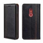 For Fujitsu Arrow Be4 Plus F-41B Grid Texture Magnetic Flip Leather Phone Case(Black)