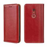 For Fujitsu Arrow Be4 Plus F-41B Grid Texture Magnetic Flip Leather Phone Case(Red)