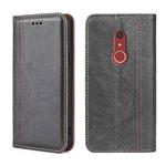 For Fujitsu Arrow Be4 Plus F-41B Grid Texture Magnetic Flip Leather Phone Case(Grey)