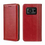 For Sharp Aquos R6 Grid Texture Magnetic Flip Leather Phone Case(Red)