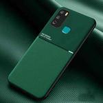 For Infinix Hot 9 Play Classic Tilt Strip Grain Magnetic Shockproof PC + TPU Phone Case(Dark Green)