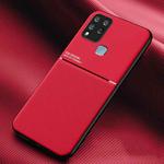 For Infinix Hot 10s Classic Tilt Strip Grain Magnetic Shockproof PC + TPU Phone Case(Red)