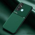 For Infinix Hot 11 Classic Tilt Strip Grain Magnetic Shockproof PC + TPU Phone Case(Dark Green)