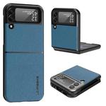 For Samsung Galaxy Z Flip4 5G LC.IMEEKE Shock-resistant Plain Leather All-inclusive Protective Case(Blue)