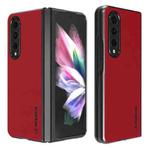 For Samsung Galaxy Z Fold4 5G LC.IMEEKE Shock-resistant Plain Leather All-inclusive Protective Case(Red)