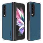 For Samsung Galaxy Z Fold4 5G LC.IMEEKE Shock-resistant Plain Leather All-inclusive Protective Case(Blue)