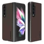 For Samsung Galaxy Z Fold4 5G LC.IMEEKE Shock-resistant Plain Leather All-inclusive Protective Case(Brown)