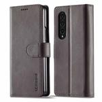 For Samsung Galaxy Z Fold4 5G LC.IMEEKE Calf Texture Leather Phone Case(Grey)