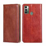 For Tecno Spark 7 Gloss Oil Solid Color Magnetic Leather Phone Case(Brown)