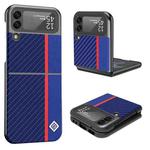 For Samsung Galaxy Z Flip4 5G LC.IMEEKE Carbon Fiber Horizontal Flip Leather Phone Case(Vertical Blue)