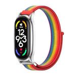 For Xiaomi Mi Band 7 / 7 NFC MIJOBS Plus Stainless Steel Case Nylon Watch Band(Rainbow Silver)