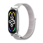 For Xiaomi Mi Band 7 / 7 NFC MIJOBS Plus Stainless Steel Case Nylon Watch Band(Sea Shell Silver)