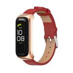 For Samsung Galaxy Fit 2 MIJOBS Metal Case Microfiber Leather Watch Band(Red Rose Gold)