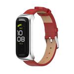 For Samsung Galaxy Fit 2 MIJOBS Metal Case Microfiber Leather Watch Band(Red Silver)
