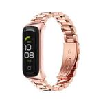 For Samsung Galaxy Fit 2 MIJOBS Three-bead Metal Stainless Steel Watch Band(Rose Gold)