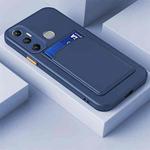 For Infinix Hot 11 with Fingerprints Skin Feel Card Contrast Color Button TPU Phone Case(Dark Blue)