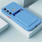 For Infinix Hot 11 with Fingerprints Skin Feel Card Contrast Color Button TPU Phone Case(Sky Blue)