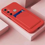 For Infinix Hot 11 with Fingerprints Skin Feel Card Contrast Color Button TPU Phone Case(Red)