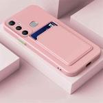 For Infinix Hot 11 with Fingerprints Skin Feel Card Contrast Color Button TPU Phone Case(Pink)