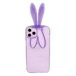 Luminous Bunny Ear Holder TPU Phone Case For iPhone 13 Pro Max(Transparent Purple)