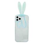 Luminous Bunny Ear Holder TPU Phone Case For iPhone 12 Pro(Transparent Blue)