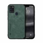 For Samsung Galaxy A21s Skin Feel Magnetic Leather Back Phone Case(Green)