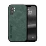 For Samsung Galaxy Note10+ Skin Feel Magnetic Leather Back Phone Case(Green)