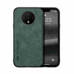 For OnePlus 7T Skin Feel Magnetic Leather Back Phone Case(Green)