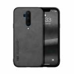 For OnePlus 7T Pro Skin Feel Magnetic Leather Back Phone Case(Dark Grey)