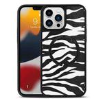 For iPhone 13 Pro Max Leather Texture MagSafe Magnetic Phone Case (Zebra-stripe)