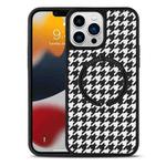 For iPhone 12 Leather Texture MagSafe Magnetic Phone Case(Houndstooth)