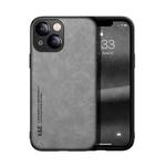 For iPhone 13 mini Skin Feel Magnetic Leather Back Phone Case (Light Grey)