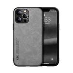 For iPhone 13 Pro Skin Feel Magnetic Leather Back Phone Case (Light Grey)