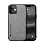For iPhone 12 mini Skin Feel Magnetic Leather Back Phone Case (Light Grey)