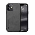 For iPhone 12 Skin Feel Magnetic Leather Back Phone Case(Dark Grey)